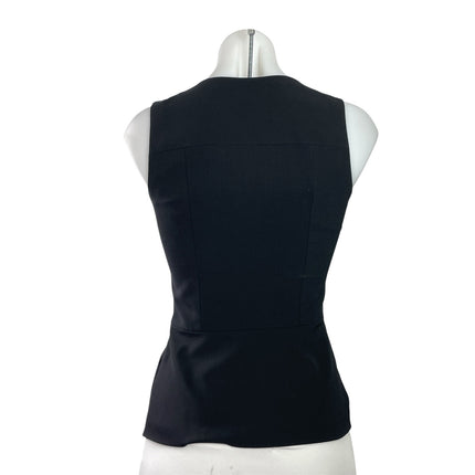 Theory Etia Women's Black Wool Sleeveless Peplum Round V Neck Casual Tank Top P