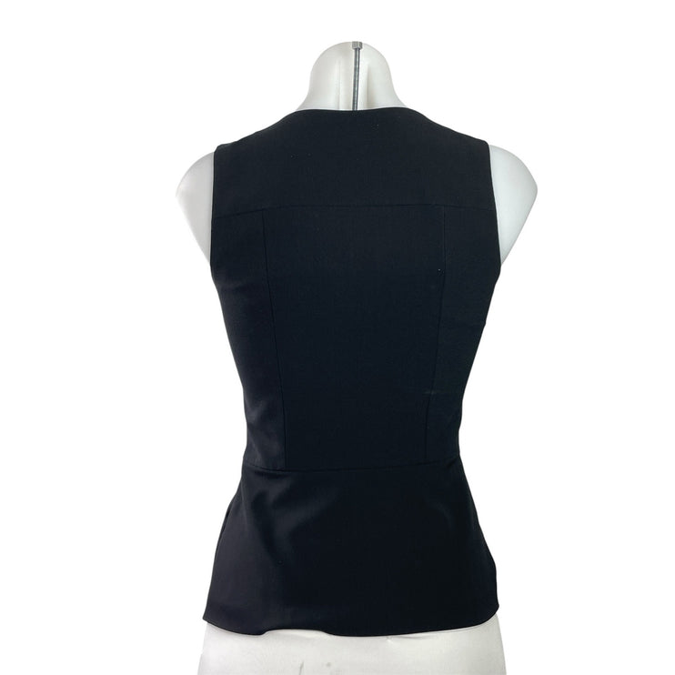 Theory Etia Women's Black Wool Sleeveless Peplum Round V Neck Casual Tank Top P