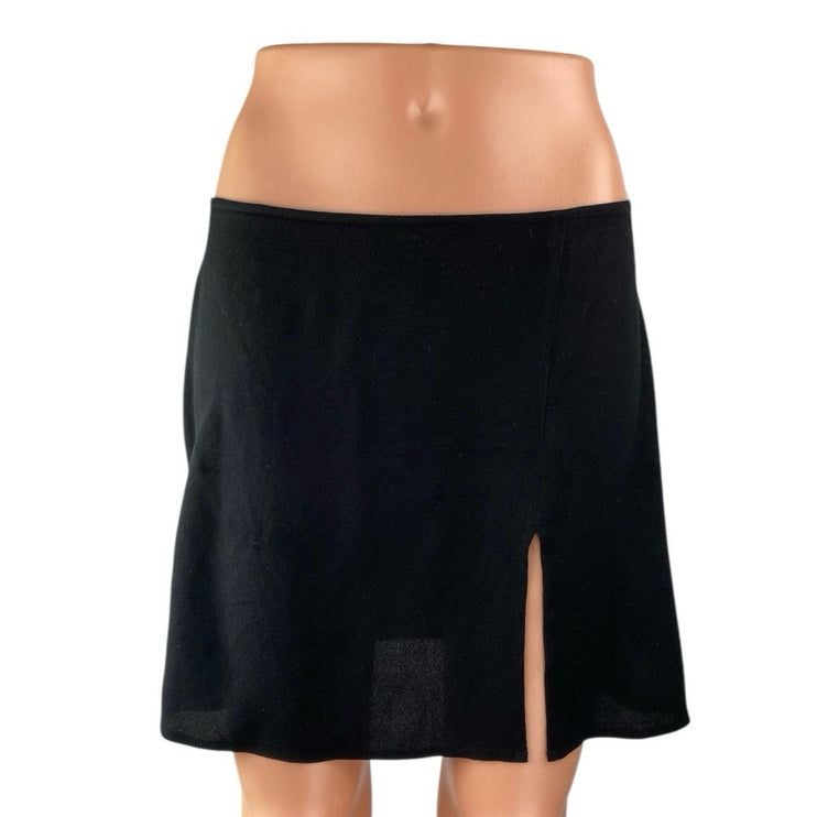 Reformation Women's Black High Rise Front Slit Back Zip Mini A-Line Skirt Size 8