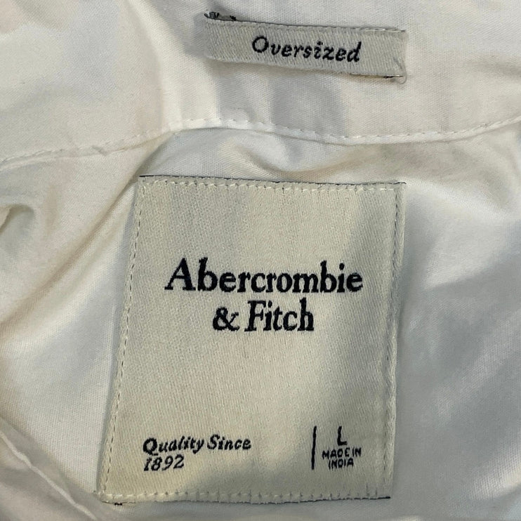 Abercrombie & Fitch Women's White Oversized Long Sleeve Button Down Shirt Size L