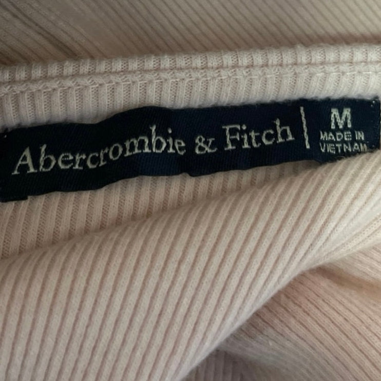 Abercrombie & Fitch Pink Ribbed Knit Strapless Stretch Tube Crop Top Size M