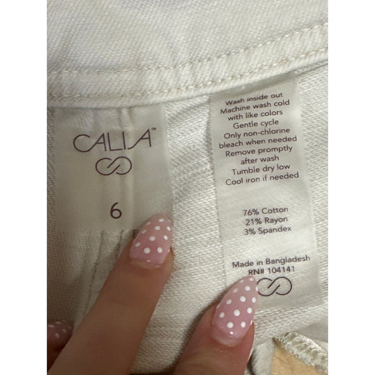 Calla Women's White High Waisted Baggy Palazzo Wide Leg Denim Jeans Size 6