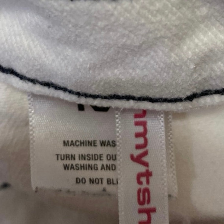 Oh My T Shirt Women's White High Waisted Wide Leg Baggy Denim Jeans Pants Sz 25