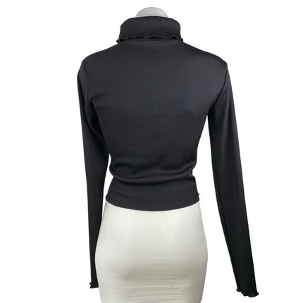 Nike Women's Black Ribbed Knit Long Sleeve Turtle Neck Crop Sweater Tops Size S