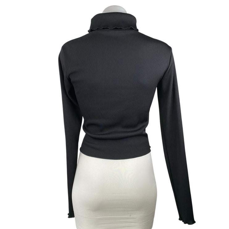 Nike Women's Black Ribbed Knit Long Sleeve Turtle Neck Crop Sweater Tops Size S