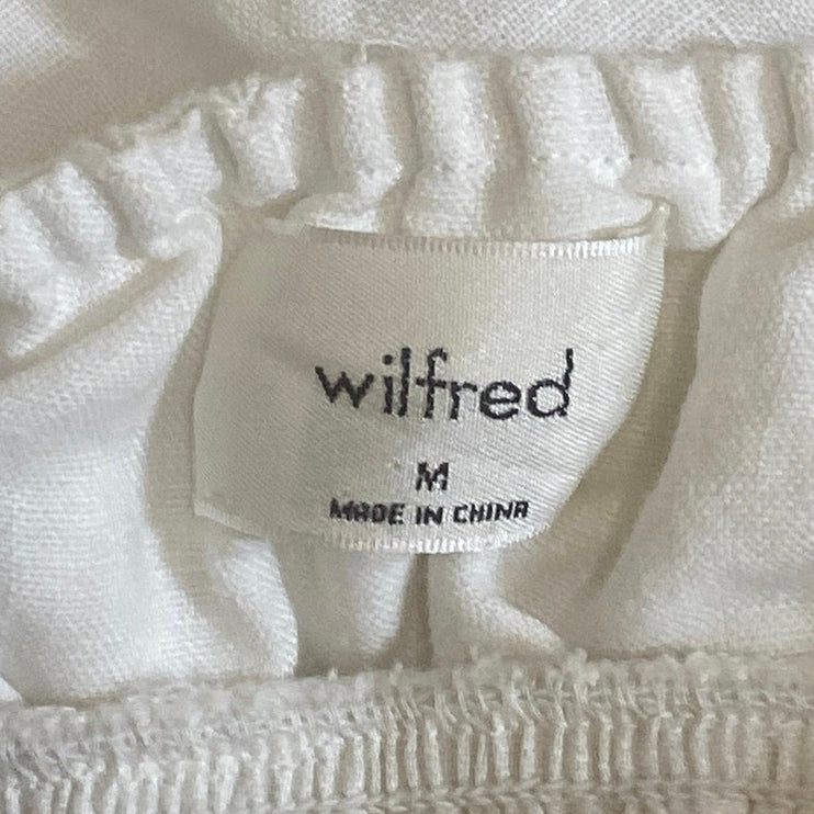 Aritzia Wilfred White 100% Linen Sleeveless Bustier Fit & Flare Midi Dress Sz M