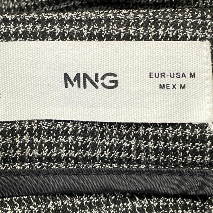 MNG Mango Women's Black Gray Buckle High Waist Pleated A Line Mini Skirt Size M