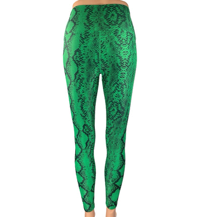 Beach Riot Ayla Women's Green Snakeskin Animal Print High Waist Leggings Pants S