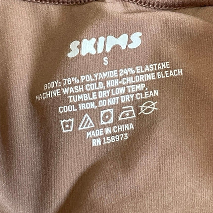 Skims Fits Everybody Womens Brown Short Sleeve Ultra Crop Baby Tee T-Shirt Top S