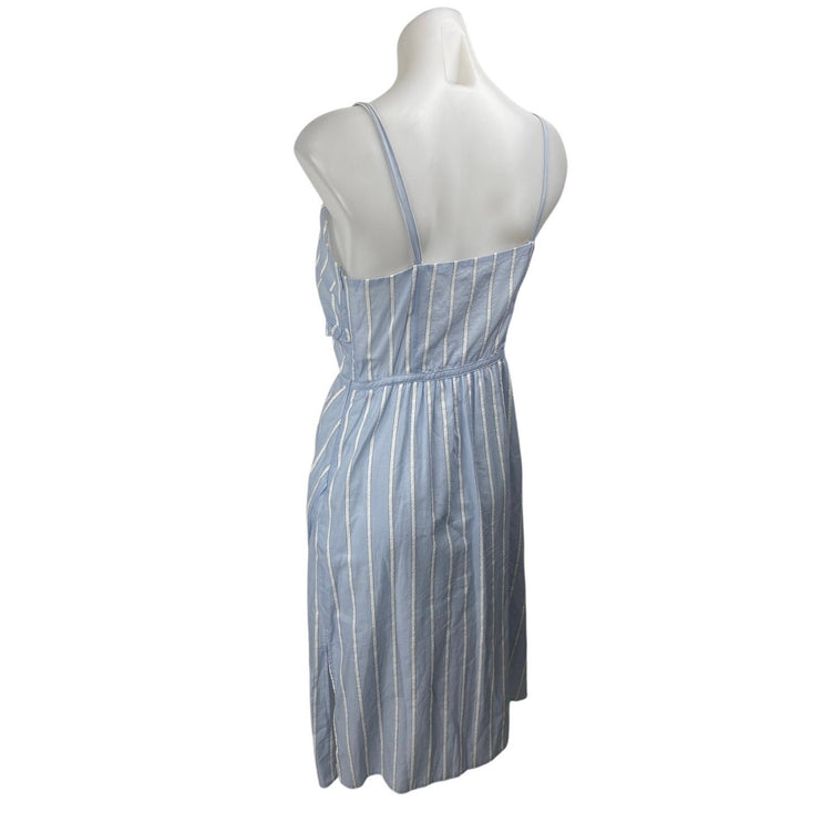 Derek Lam 10 Crosby Blue White Striped Sleeveless Ruffle Midi Sheath Dress 2