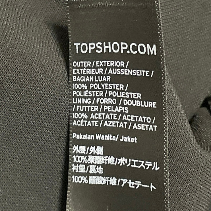 Topshop Women's Black Long Sleeves Notch Open Front Knee Length Vest Top Size 4