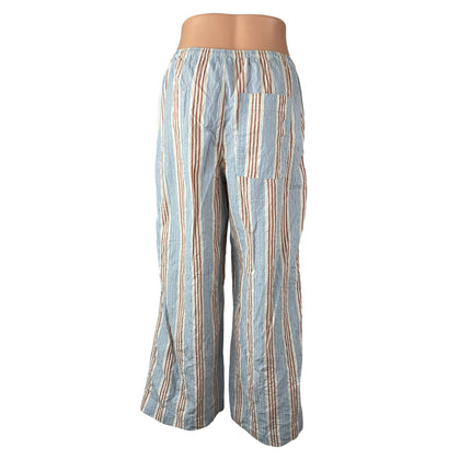 Urban Outfitters Women's Stripes High Rise Palazzo Wide Leg Trousers Pants Sz M