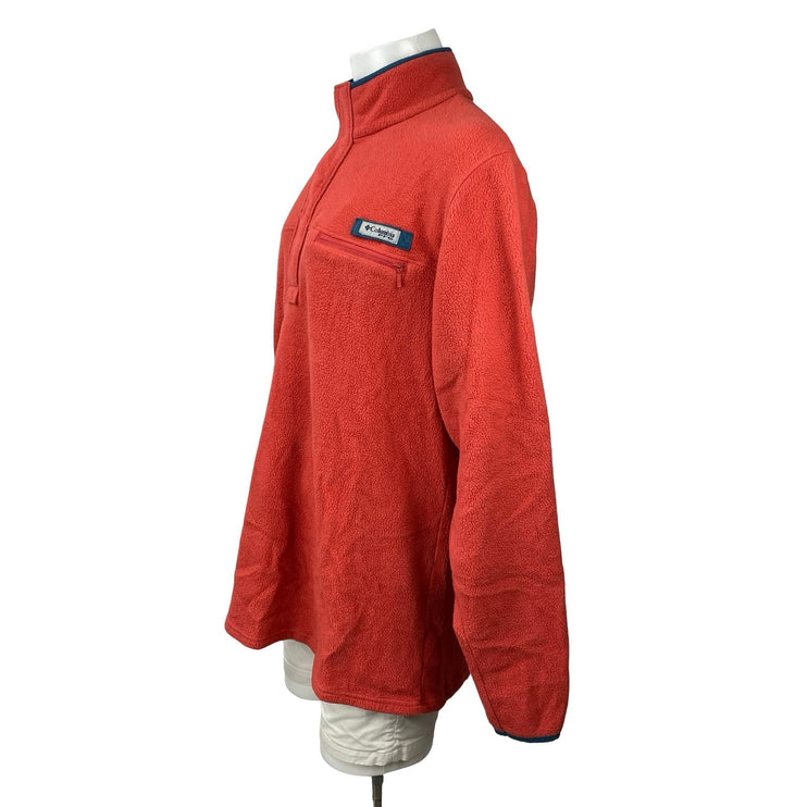 Columbia Steens Mountain Half Snap Fleece Men's Coral Sherpa Sweater Top Size XL