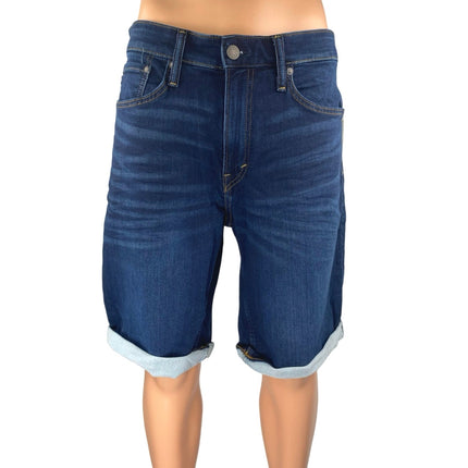 NEW H&M Men's Blue Dark Wash Cuffed Regular Bermuda Denim Jean Shorts Size 34