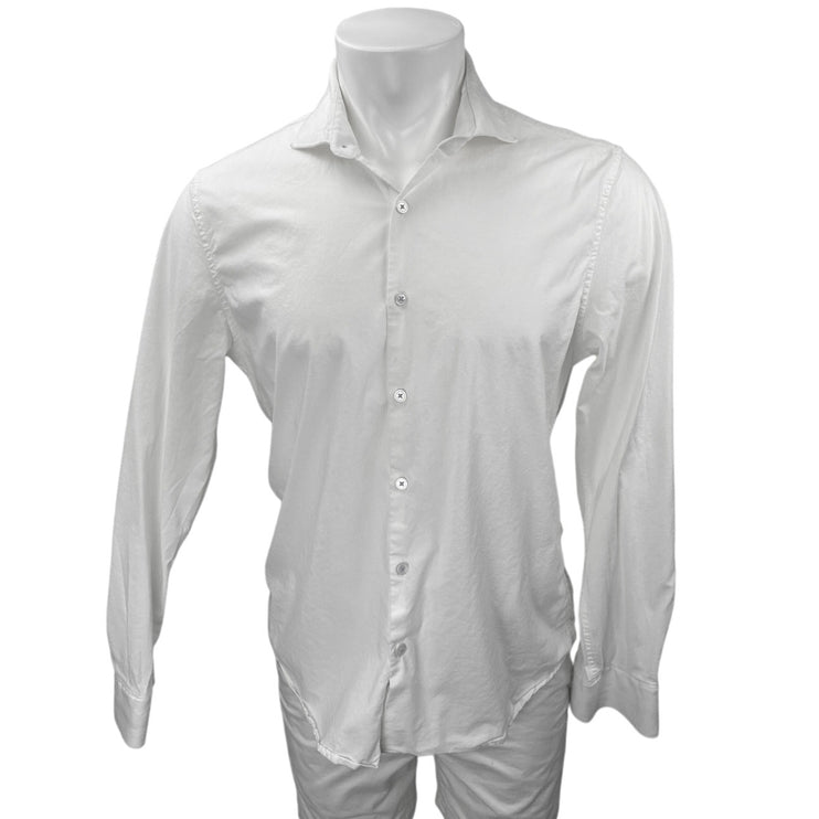 Denim & Flower Men's White Long Sleeve Collared Button Down Shirt Top Size L