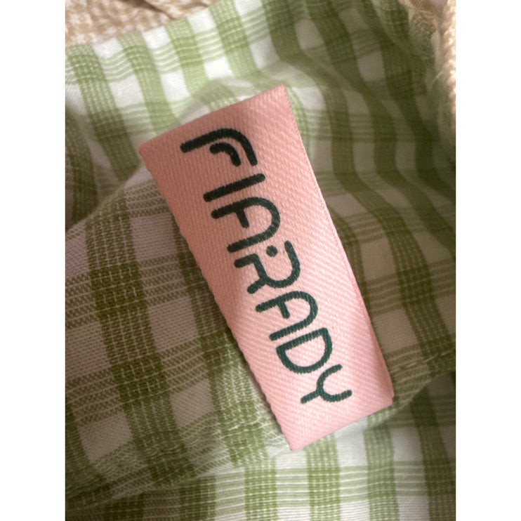 Fiarady Green Gingham Check Ruffle Button Up Shirt Short Sleepwear Pajama Set XL