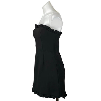 French Connection Black Sleeveless Strapless Ruffle Mini A-line Tube Dress Sz 6