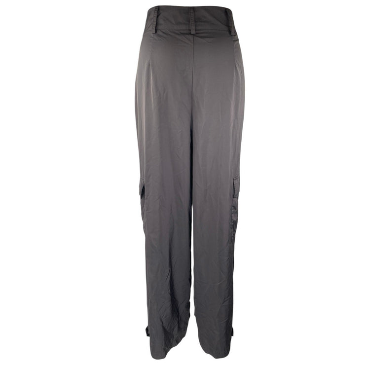 BP. Women's Black High Rise Pleated Wide Leg Baggy Cargo Trousers Pants Size M