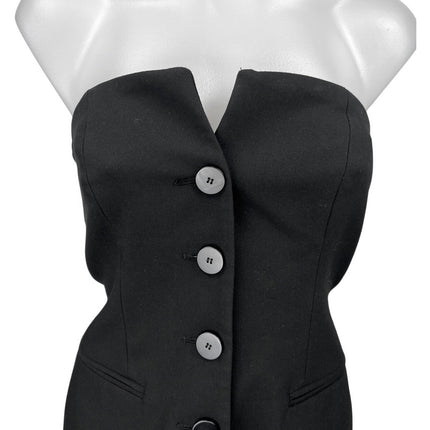 Zara Black Strapless Sleeveless Button Bustier Corset Bandeau Tube Tank Top XS