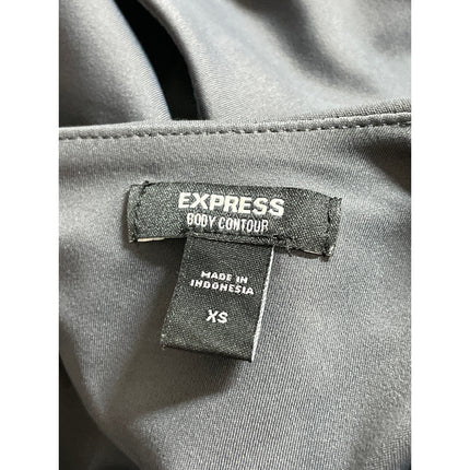 Express Body Contour Gray Long Sleeve Backless T Shirt Bodysuit Top Size XS