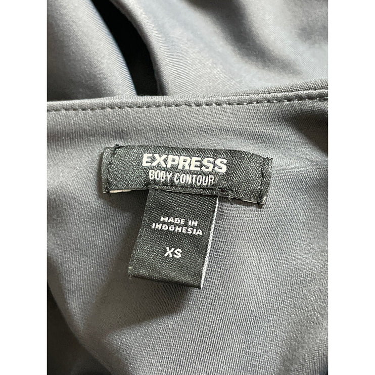 Express Body Contour Gray Long Sleeve Backless T Shirt Bodysuit Top Size XS
