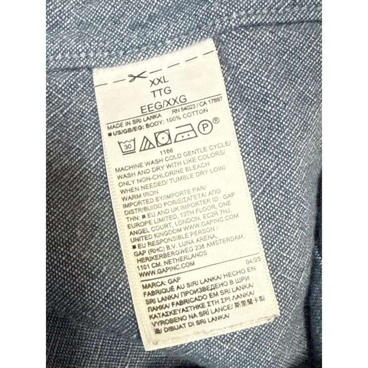 GAP Oxford Mens Light Blue Collared Long Sleeve Casual Button Down Shirt Top XXL
