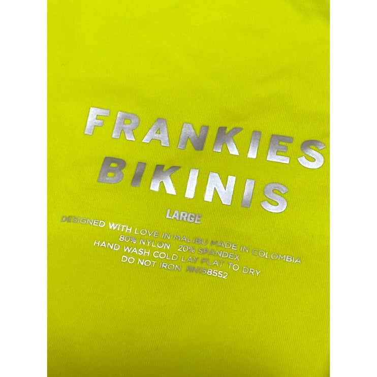 Frankies Bikinis Amanda Neon Green Dotted Halter One Piece Bikini Swimsuit Sz L