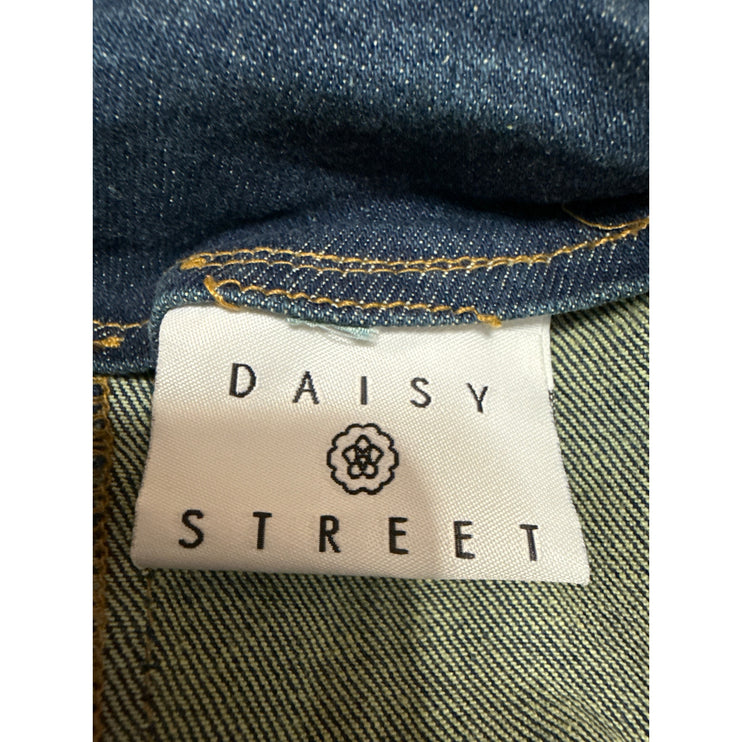 Daisy Street Blue Denim Strapless Sleeveless Ruffle Mini Bodycon Tube Dress Sz M