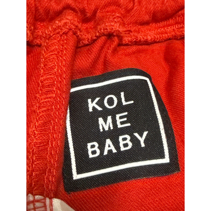 Kol Me Baby Women's Red Cropped High Rise Baggy Cargo Trousers Pants Size S