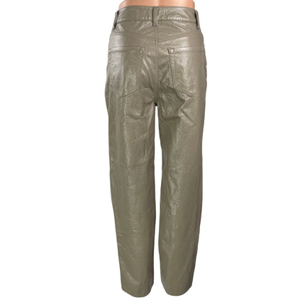 Pacsun 90s Boyfriend Taupe Faux Leather High Rise Straight Leg Trousers Pants 25