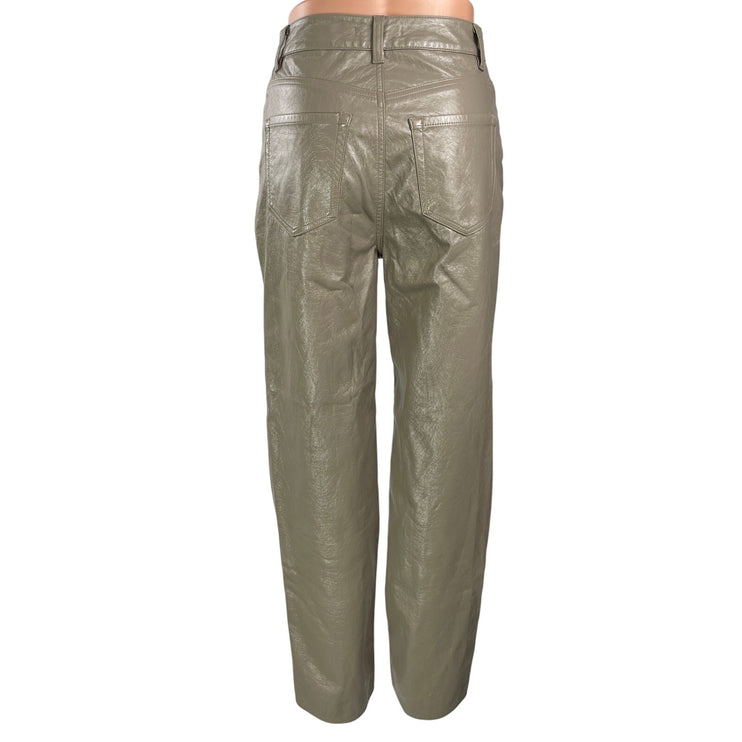 Pacsun 90s Boyfriend Taupe Faux Leather High Rise Straight Leg Trousers Pants 25