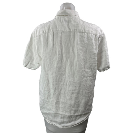 Everlane Women's White 100% Linen Short Sleeve Button Down Shirt Top Size M