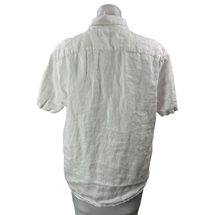Everlane Women's White 100% Linen Short Sleeve Button Down Shirt Top Size M