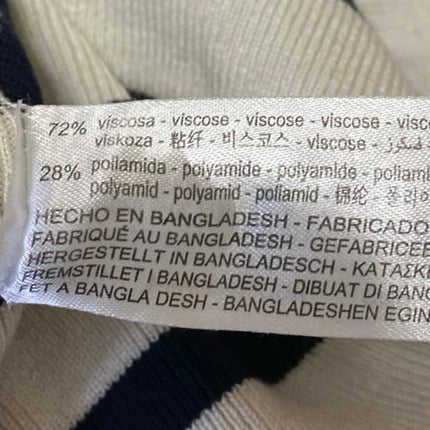 Zara Women's White Black Striped Rib Knit Short Sleeve Crop Tee T shirt Top Sz S