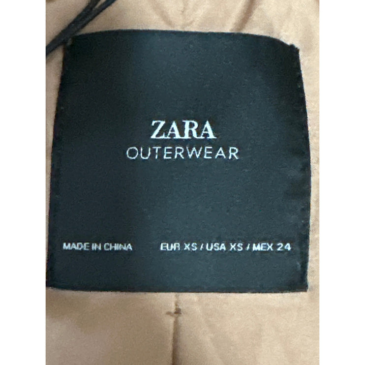 Zara Brown Faux Fur Collared Long Sleeve Curly Teddy Sweater Jacket Size XS