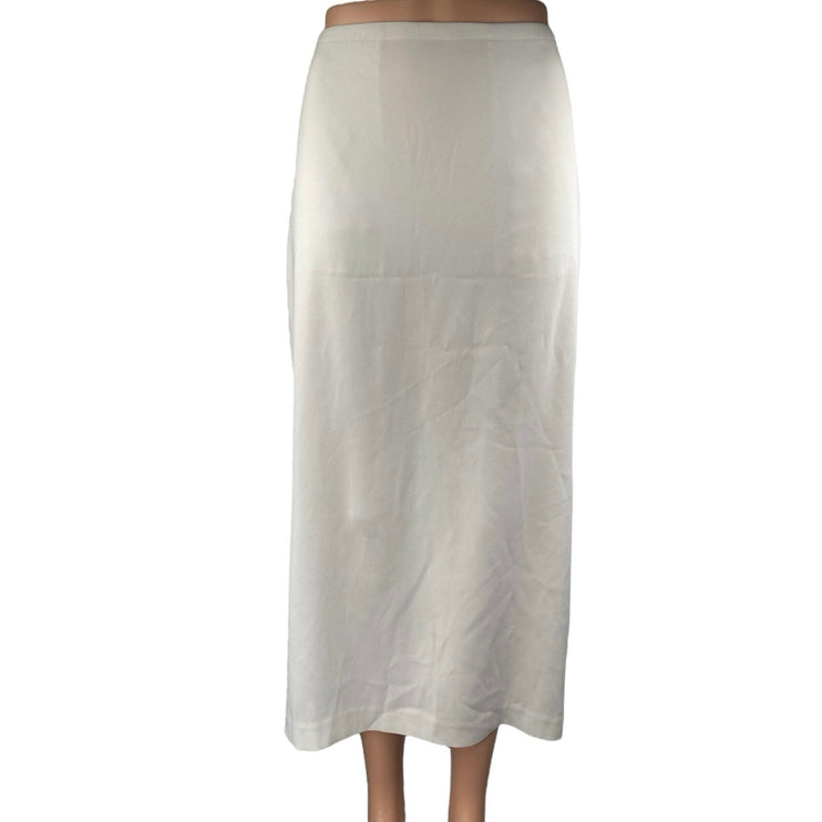 NEW Aritzia Babaton Womens White Back Slit High Waist Straight Midi Skirt Size M