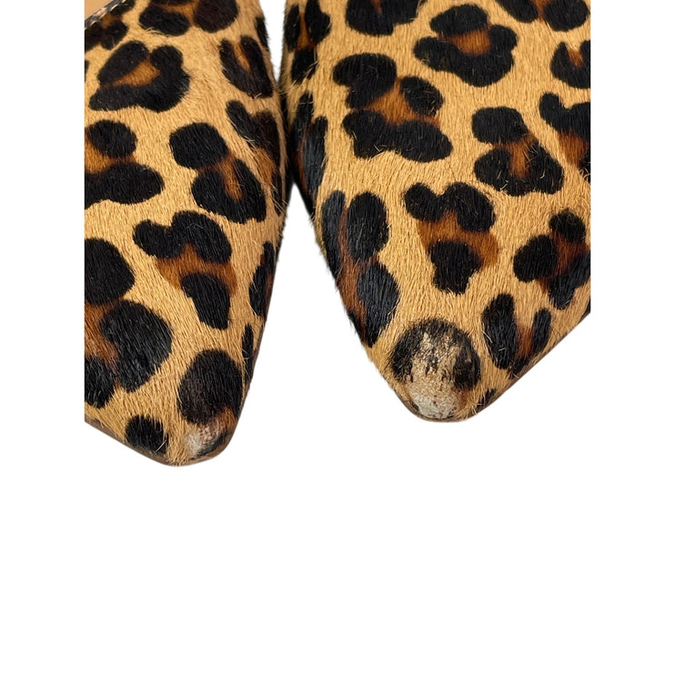 J.Crew Zoe Women's Leopard Print Calf Hair Open Side Pointed Toe d'Orsay Flats 9