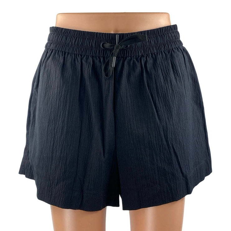 NEW Everlane The Seersucker Women's Black High Waisted Boxer Athletic Shorts S