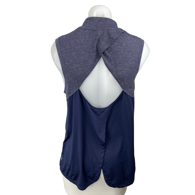 Champion Women's Navy Blue Mock Neck Sleeveless Open Back Athletic Tank Top L