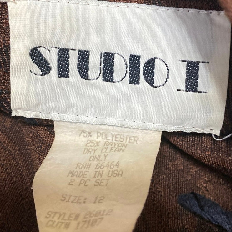 Studio I Womens Brown Jacquard Paisley Sleeveless Mini Pencil Sheath Dress Sz 12