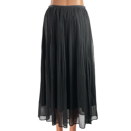 Uniqlo Womens Black Chiffon High Waisted Lightweight Sheer Midi A-Line Skirt M