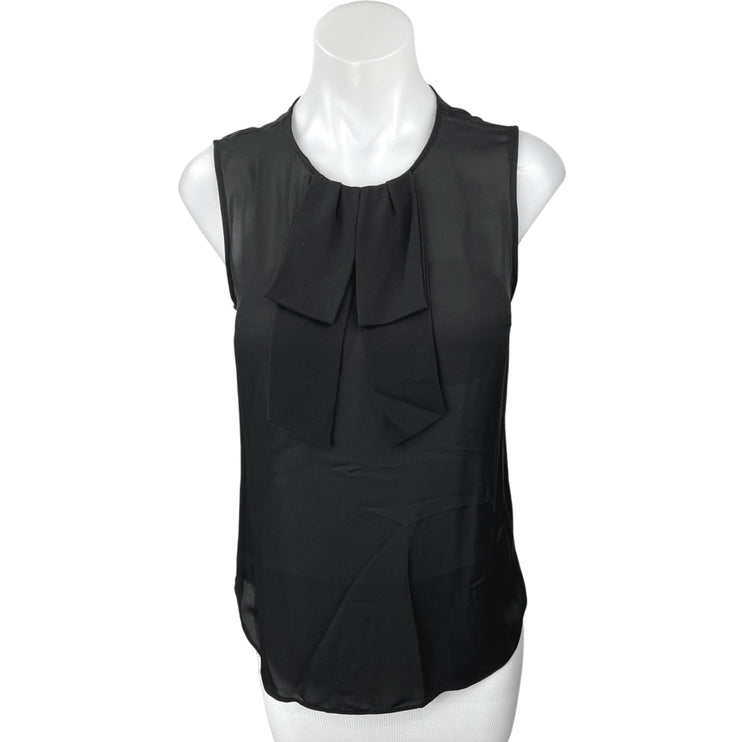 Theory Women's Black Sleeveless 100% Silk Bow Button Back Tank Blouse Top Size S