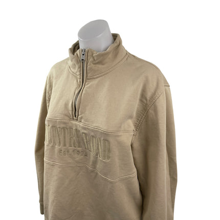 Country Road Women's Beige Stand Collar Long Sleeve Sweater Sweatshirt Top Sz XL