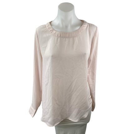 Banana Republic Womens Pink Sheer Crew Neck Long Sleeve Work Office Blouse Top M