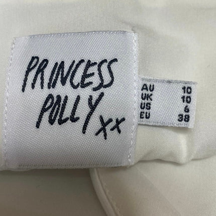 Princess Polly Women's White Silky Satin Sleeveless Cami Button Crop Tank Top 6