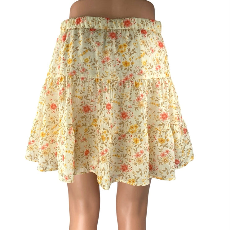 Princess Polly Multicolor Floral Button Tiered Mini A-Line Flared Skirt Size 6