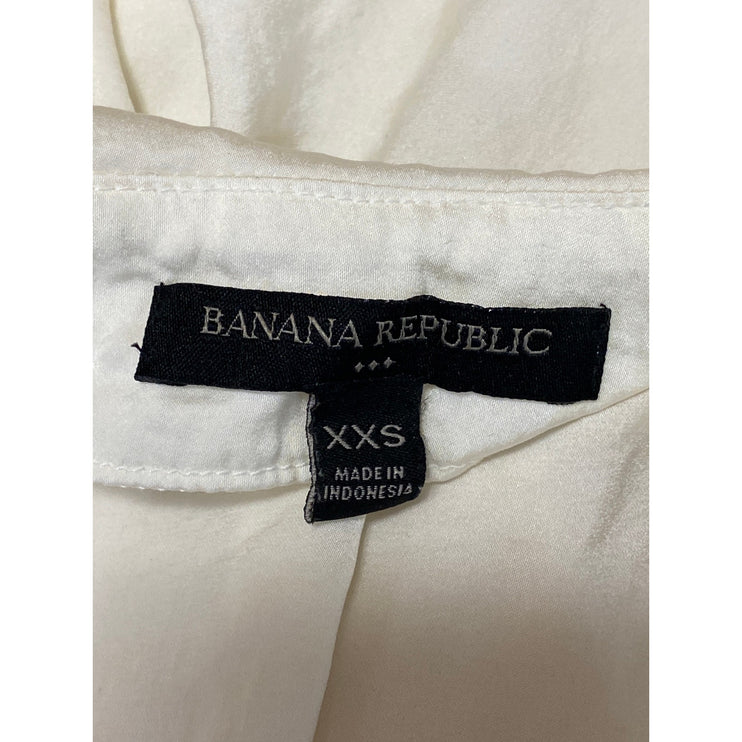Banana Republic Women's Cream White V-Neck Long Sleeve Shirt Blouse Top Size XXS