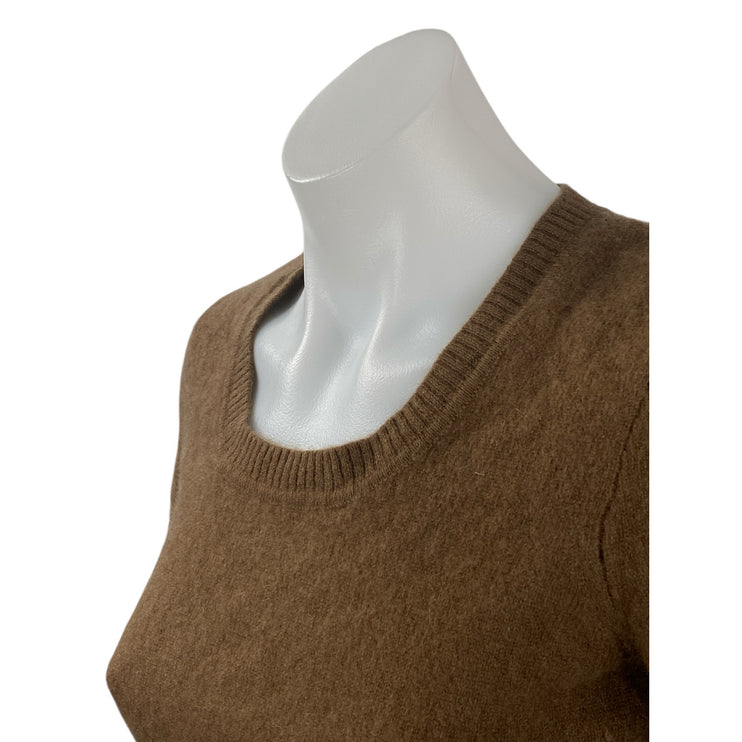Naadam Women's Brown Cashmere Short Sleeve Scoop Neck Sweater Baby Tee Top Sz S