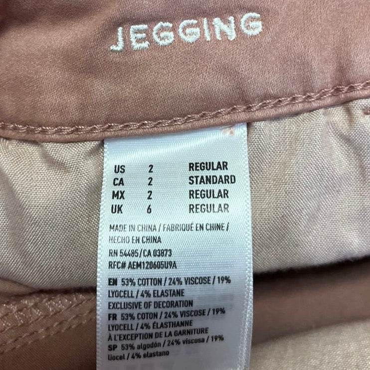 American Eagle Outfitters Pink Skinny Low Rise Super Stretch Jegging Pants Sz 2