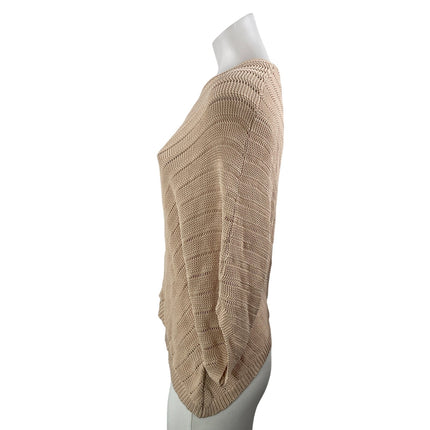 Bishop + Young Beige Open Knit Long Dolman Batwing Sleeve Sweater Top Size XS